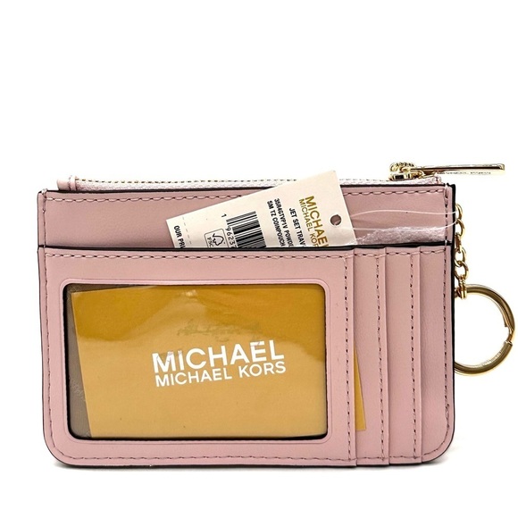 Michael Kors Jet Set Travel Small Top Zip Coin Pouch with ID Holder Powder Blush - Picture 6 of 8